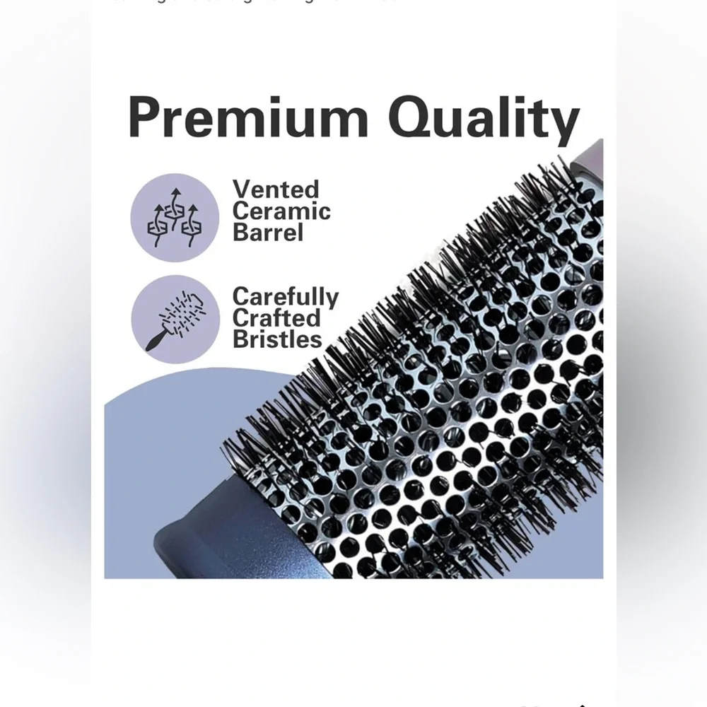 NEW Round Blowout Brush 2.4 inch Barrel Fishtail Ergonomic Handle ceramic